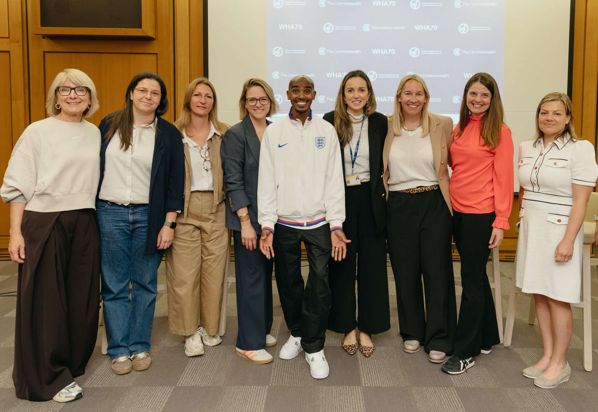 WFSGI Physical Activity Committee Members and Sir Mo Farah